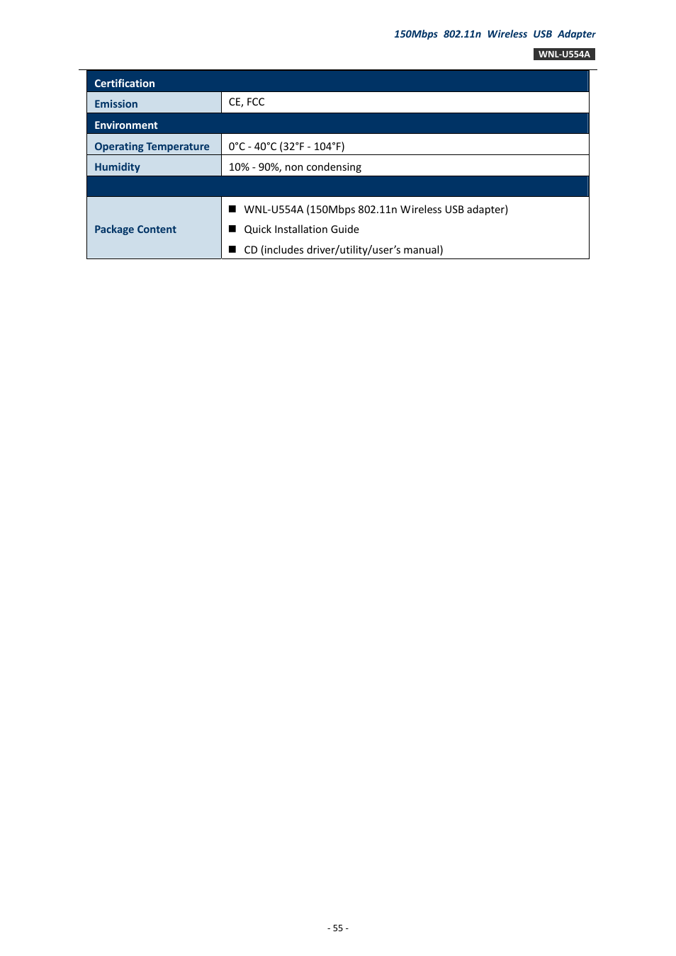 PLANET WNL-U554A User Manual | Page 55 / 63