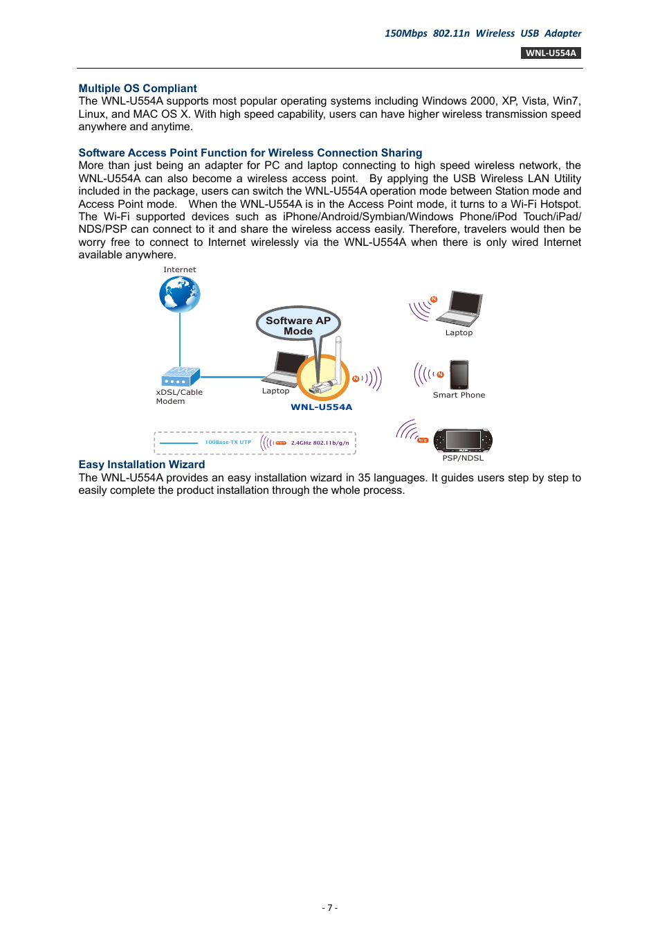 PLANET WNL-U554A User Manual | Page 7 / 63