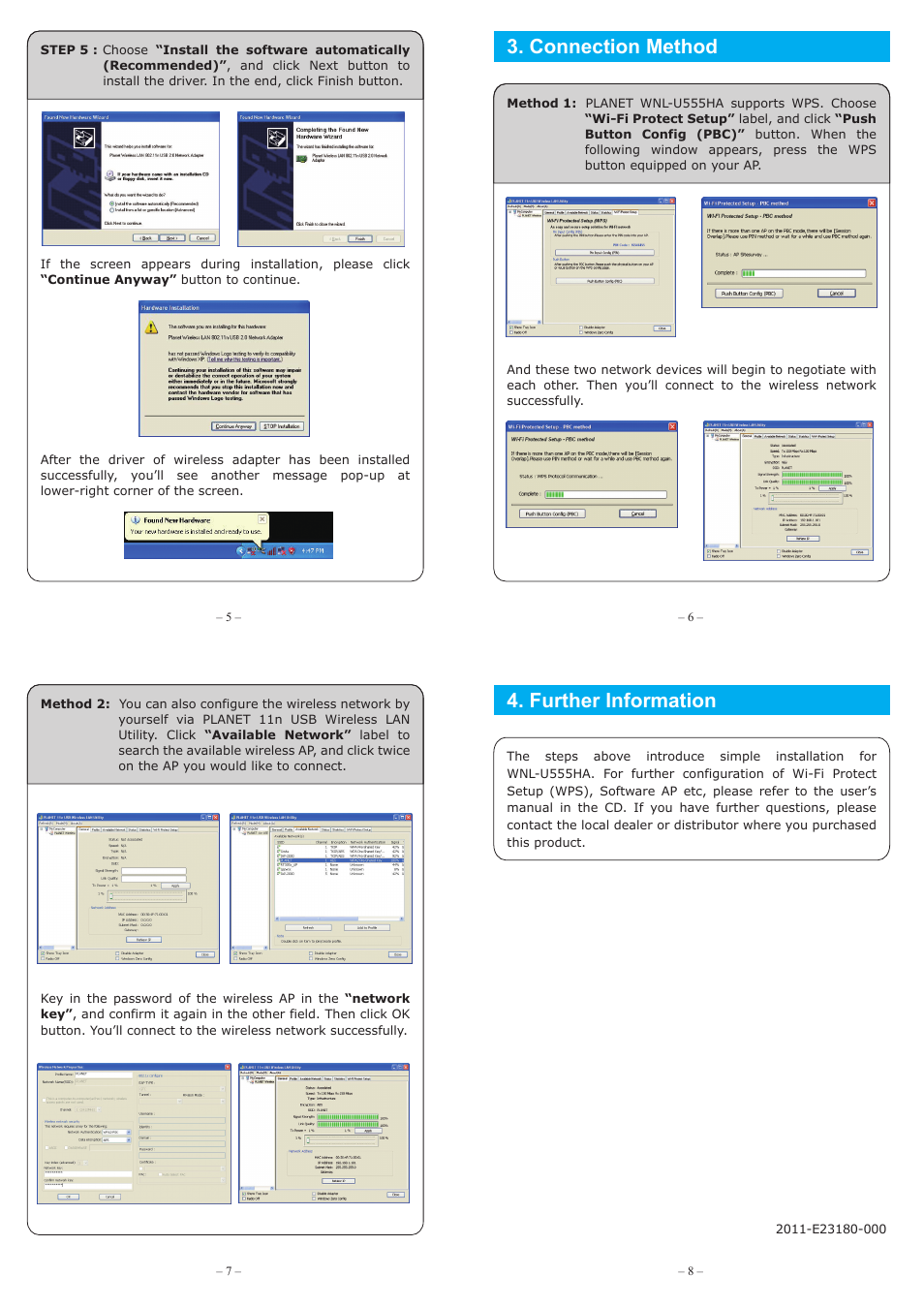 Connection method, Package contents, Installation 4. further information | PLANET WNL-U555HA User Manual | Page 2 / 2