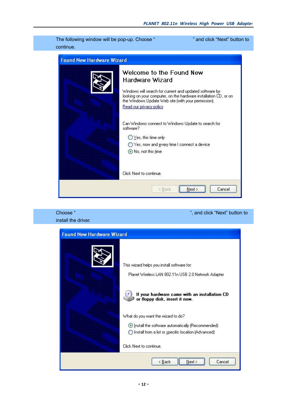 PLANET WNL-U555HA User Manual | Page 12 / 54