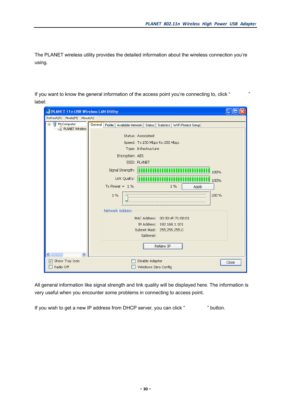 1 general information, General information | PLANET WNL-U555HA User Manual | Page 30 / 54