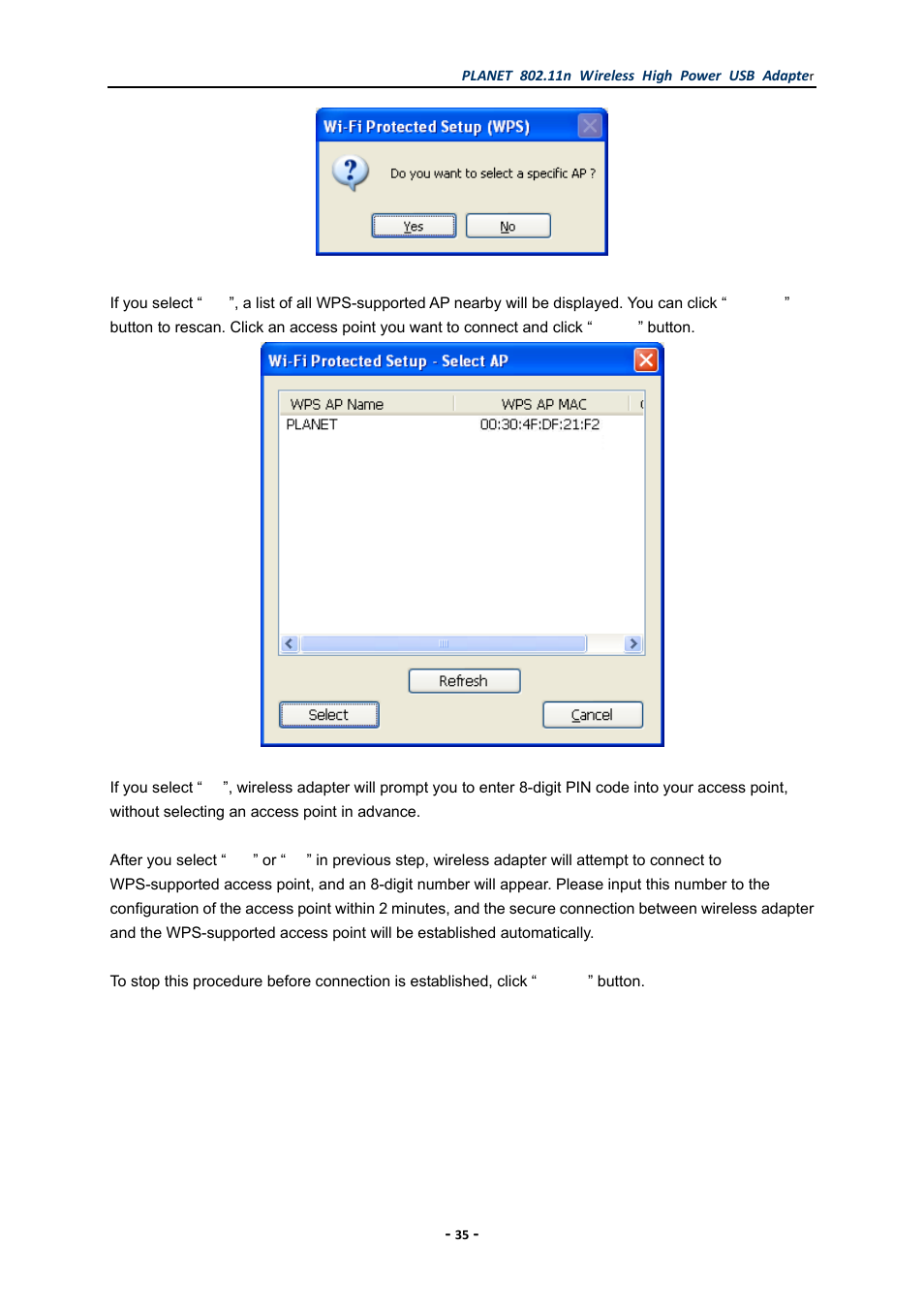 PLANET WNL-U555HA User Manual | Page 35 / 54