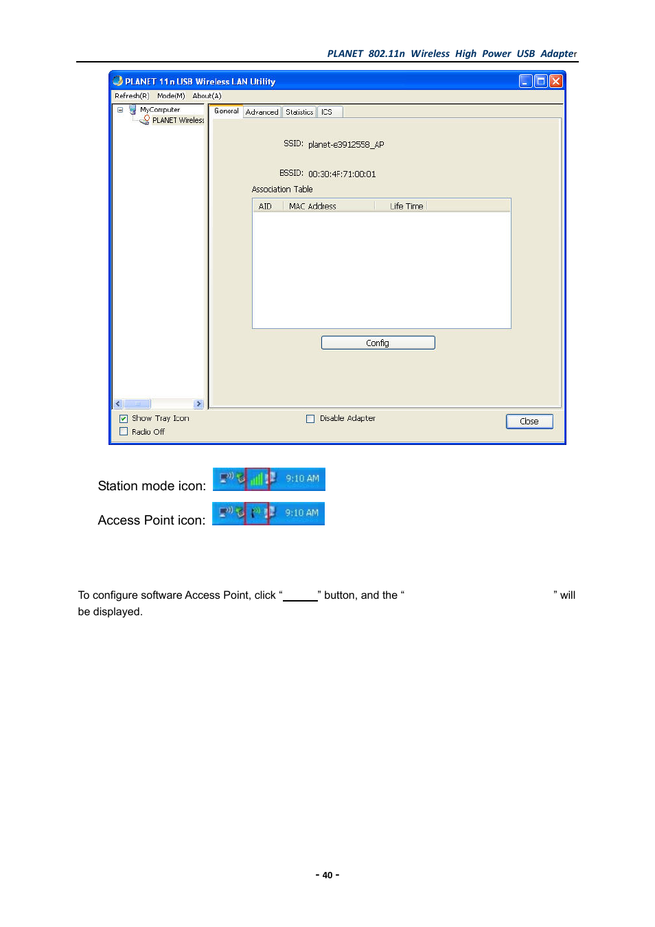 1 configure ssid and channel, Configure ssid and channel | PLANET WNL-U555HA User Manual | Page 40 / 54