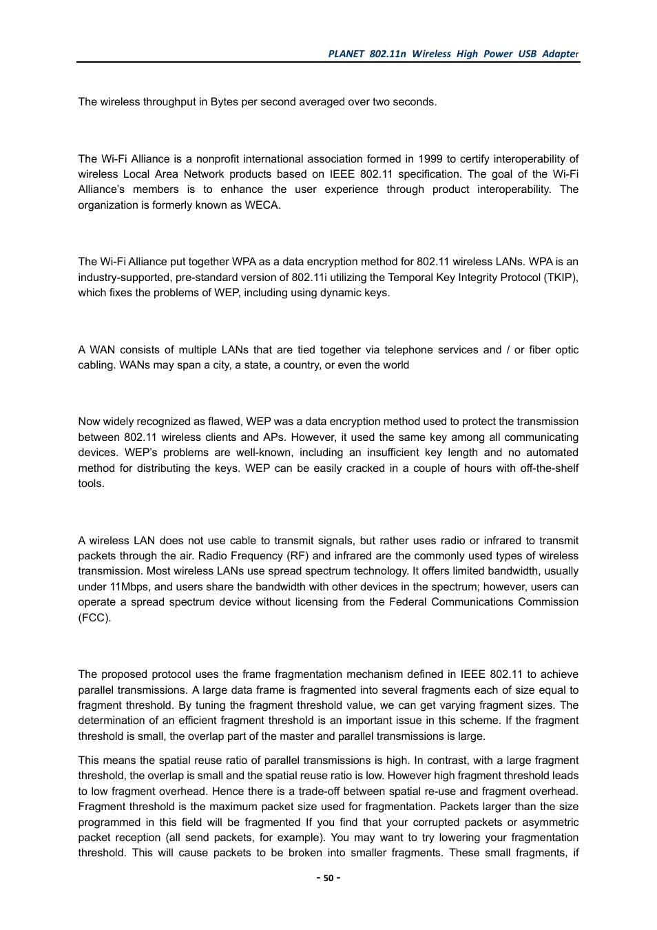 PLANET WNL-U555HA User Manual | Page 50 / 54