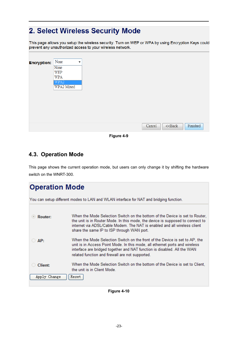 Operation mode | PLANET WNRT-300 User Manual | Page 29 / 76