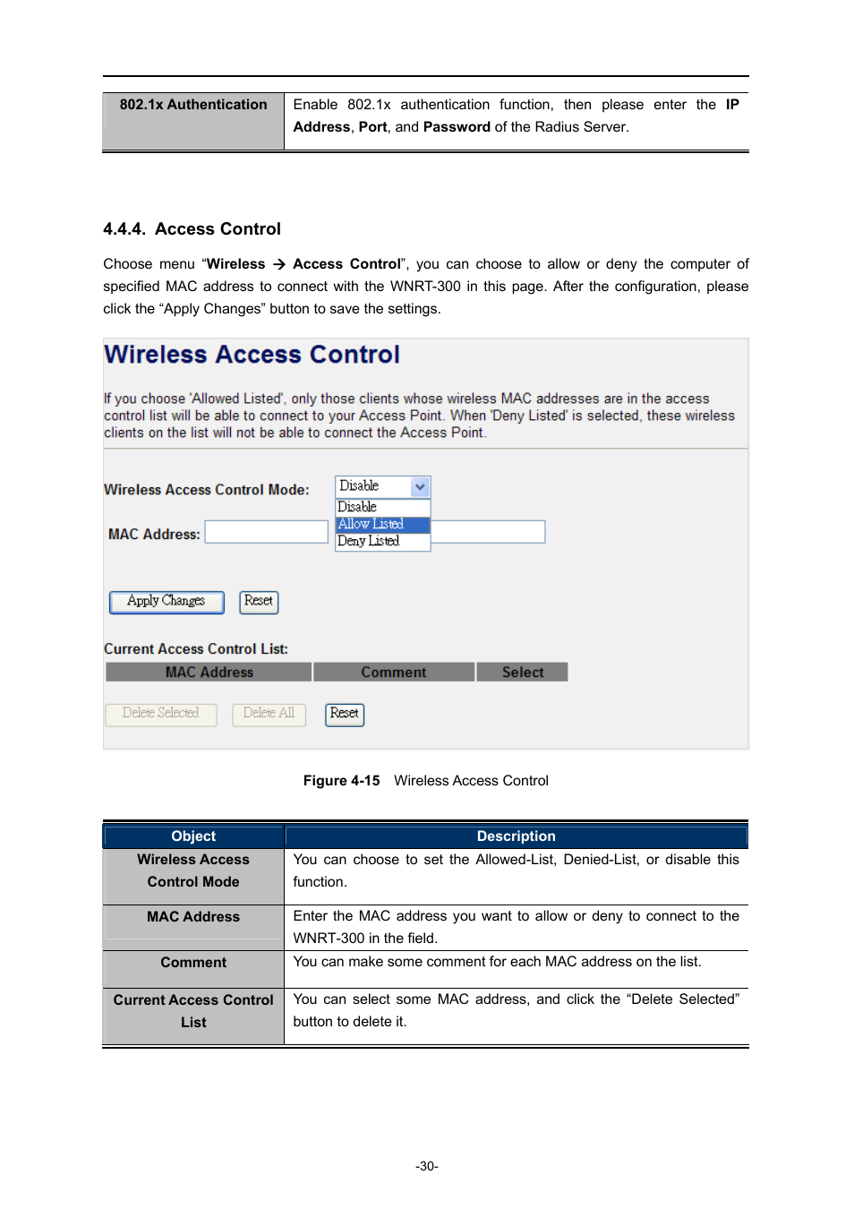 Access control | PLANET WNRT-300 User Manual | Page 36 / 76