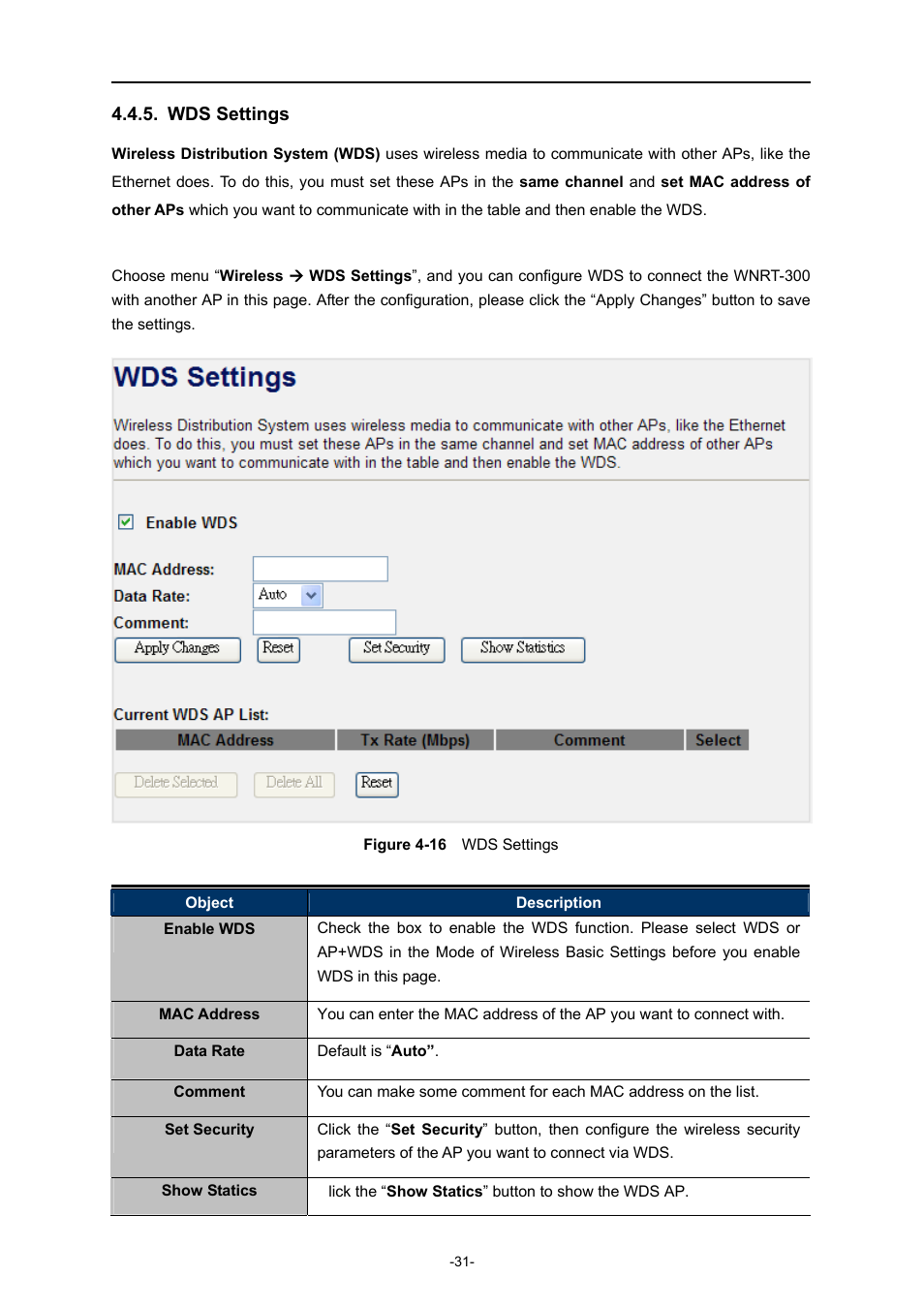 Wds settings | PLANET WNRT-300 User Manual | Page 37 / 76
