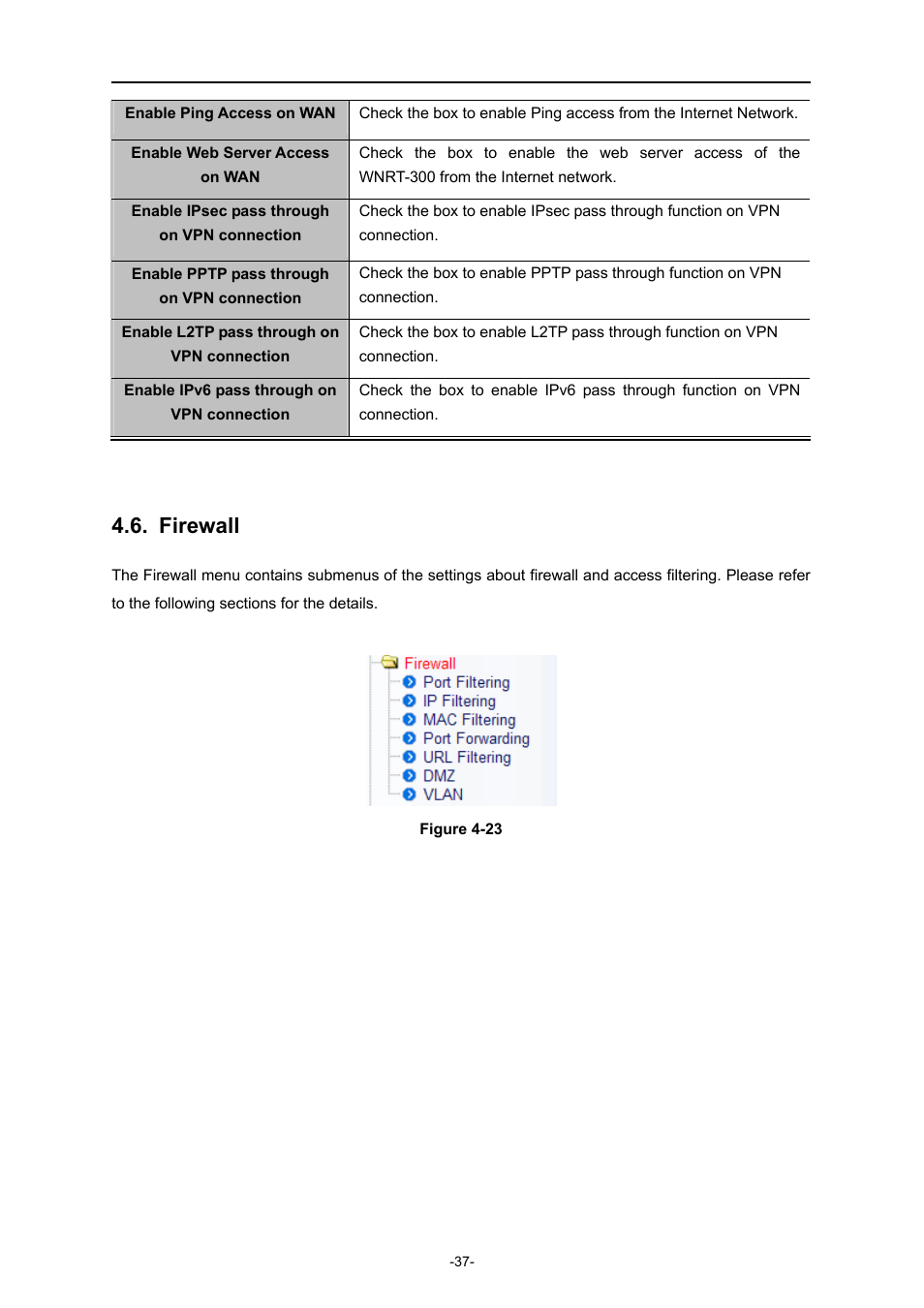 Firewall | PLANET WNRT-300 User Manual | Page 43 / 76