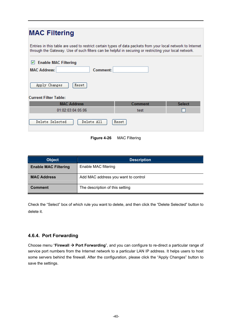 Port forwarding | PLANET WNRT-300 User Manual | Page 46 / 76