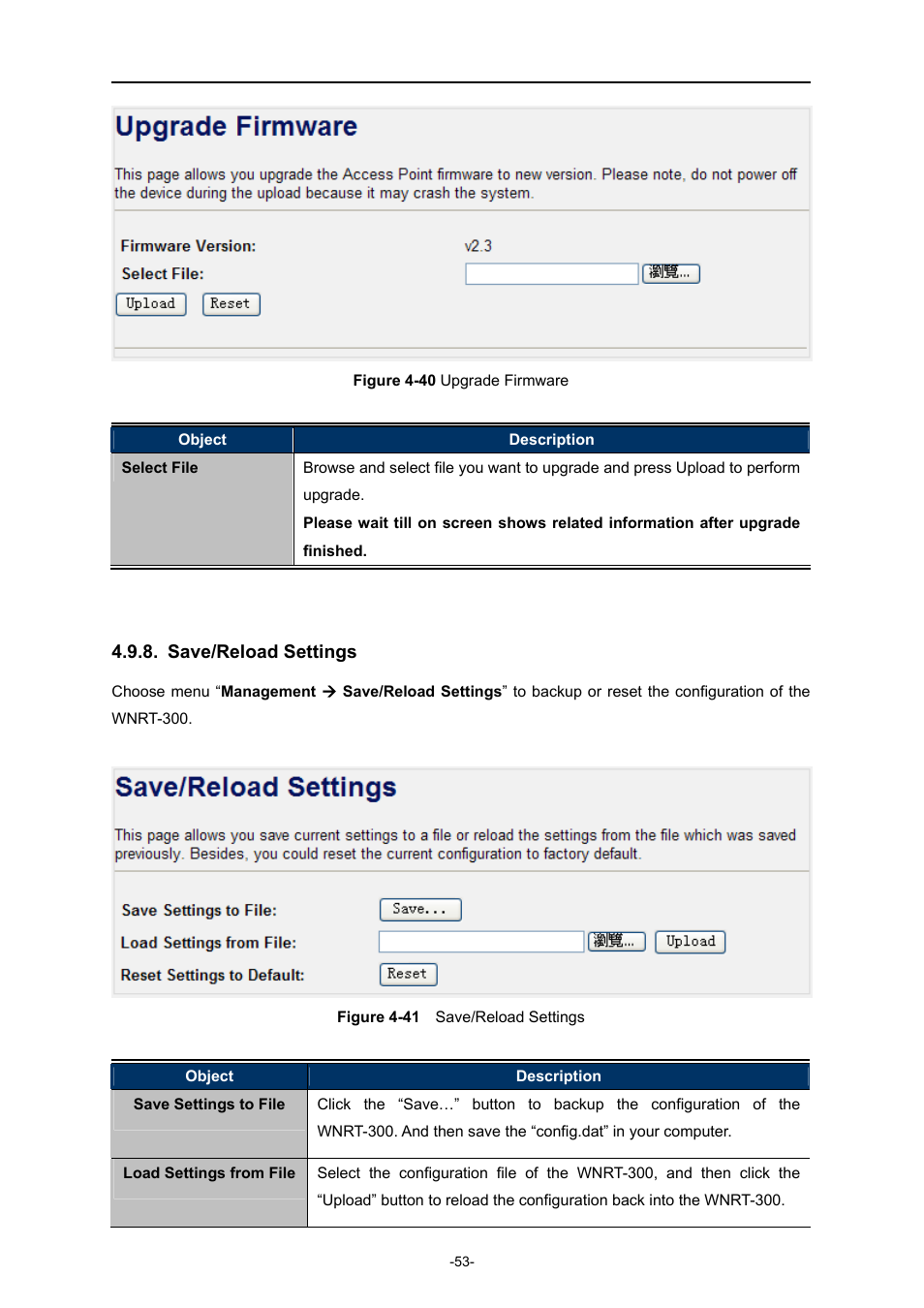 Save/reload settings | PLANET WNRT-300 User Manual | Page 59 / 76