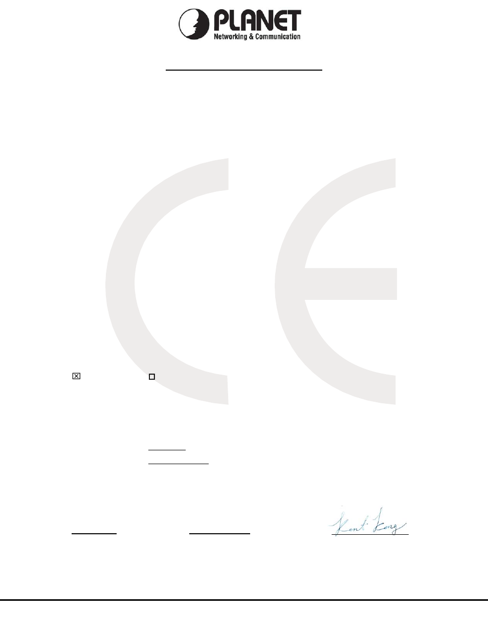 Ec declaration of conformity, Planet technology corporation | PLANET WNRT-300 User Manual | Page 75 / 76