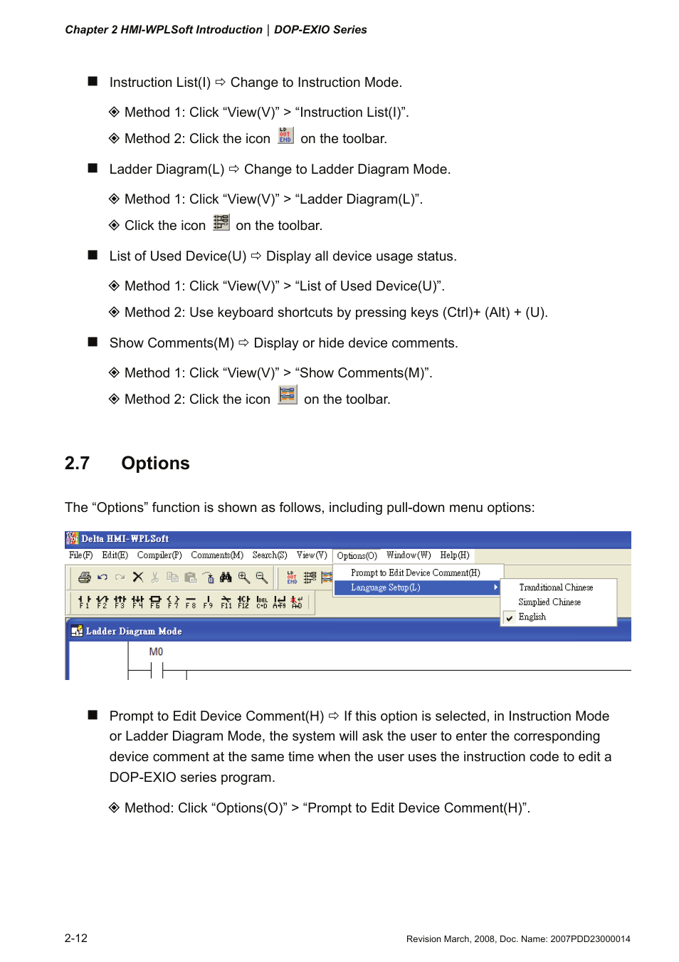 7 options | Delta Electronics Extension Digital I/O Module DOP-EXIO14RAE User Manual | Page 19 / 157