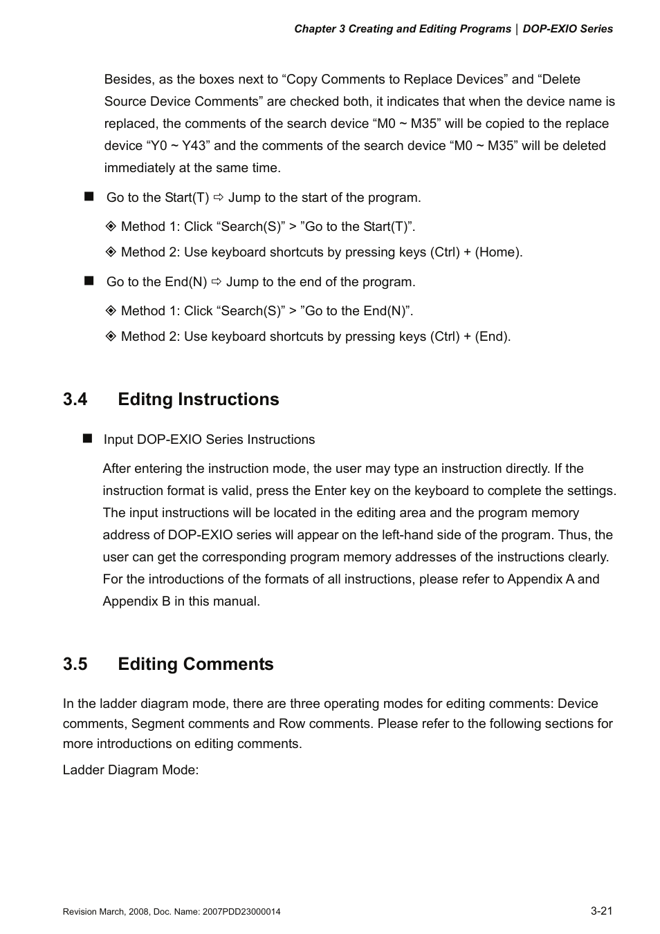 4 editng instructions, 5 editing comments | Delta Electronics Extension Digital I/O Module DOP-EXIO14RAE User Manual | Page 42 / 157