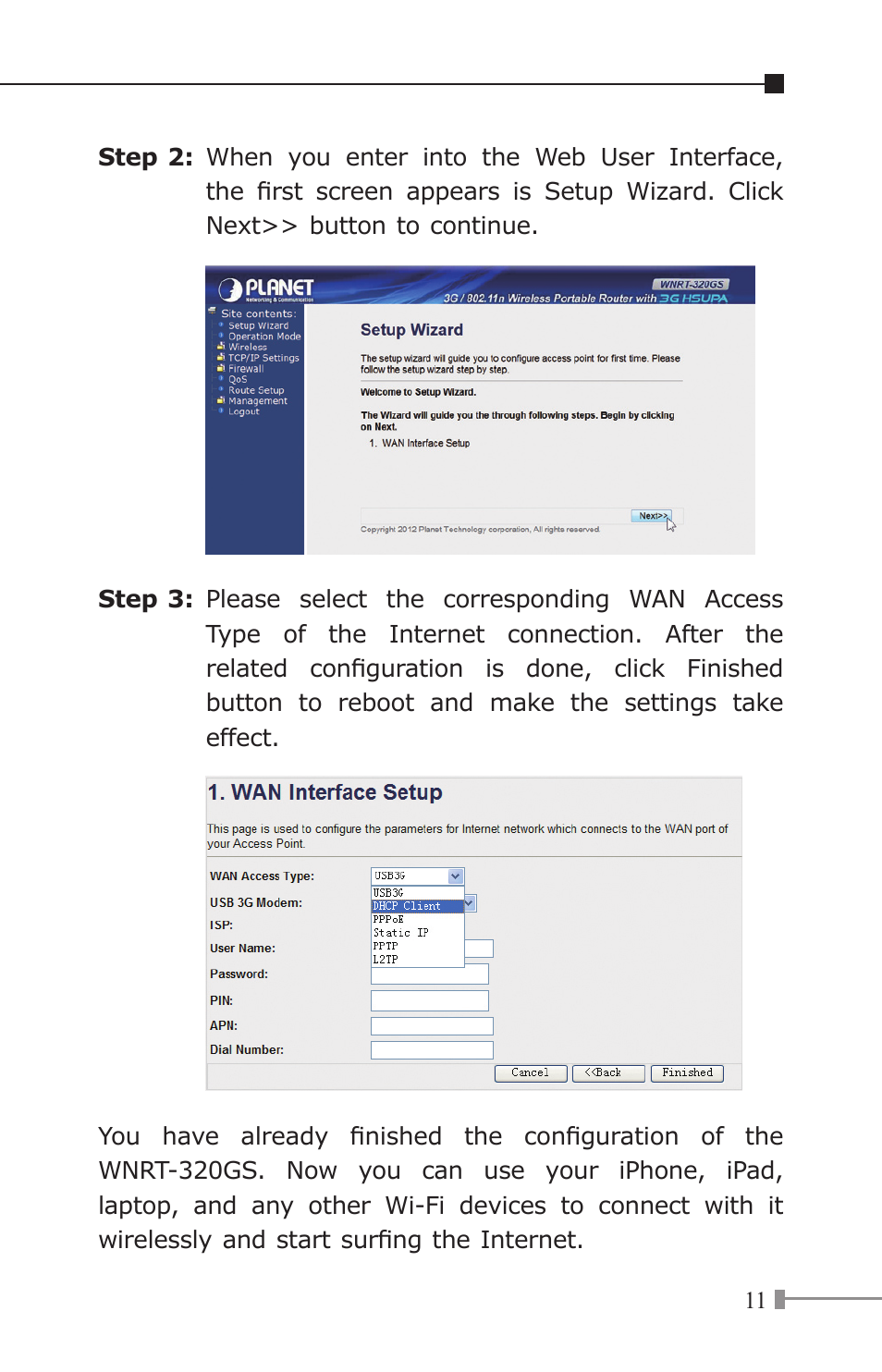 PLANET WNRT-320GS User Manual | Page 11 / 12