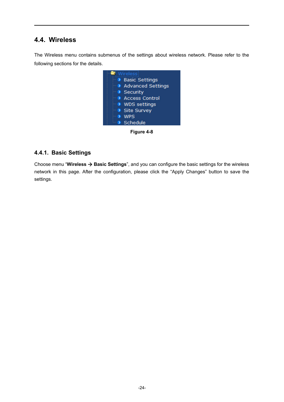 Wireless, Basic settings | PLANET WNRT-320GS User Manual | Page 30 / 83