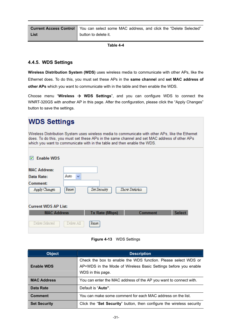 Wds settings | PLANET WNRT-320GS User Manual | Page 37 / 83