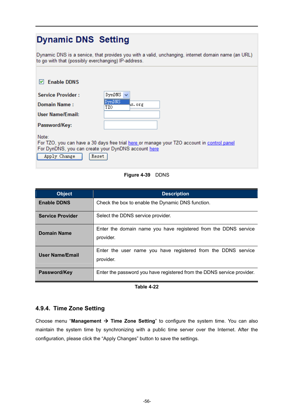 Time zone setting | PLANET WNRT-320GS User Manual | Page 62 / 83