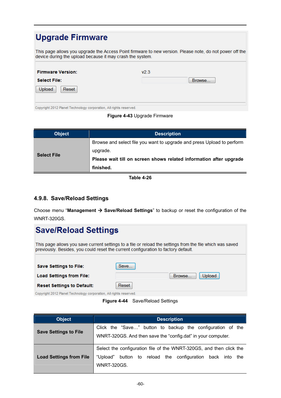 Save/reload settings | PLANET WNRT-320GS User Manual | Page 66 / 83