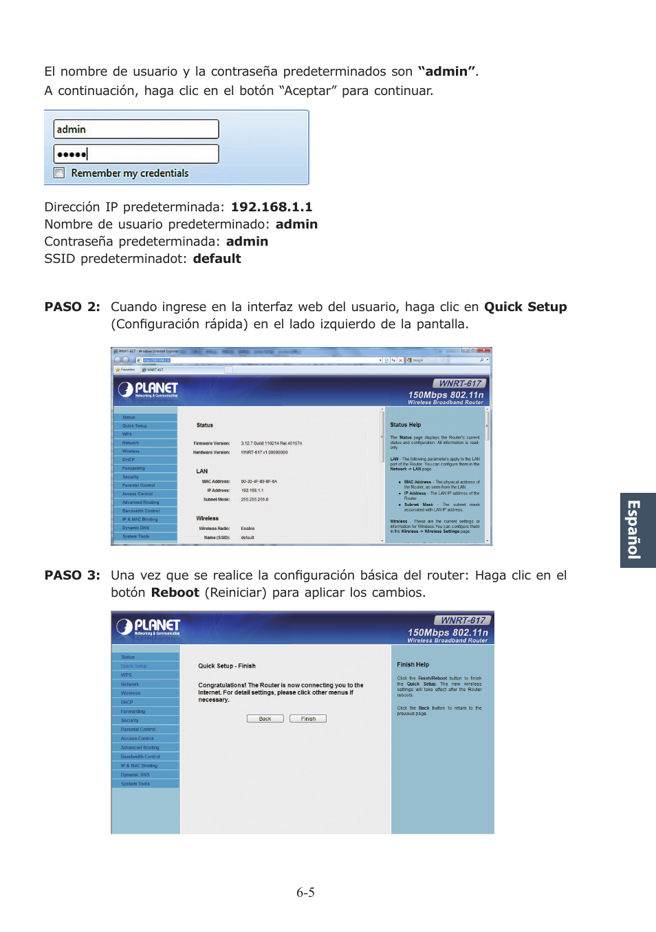 Español | PLANET WNRT-617 User Manual | Page 39 / 48