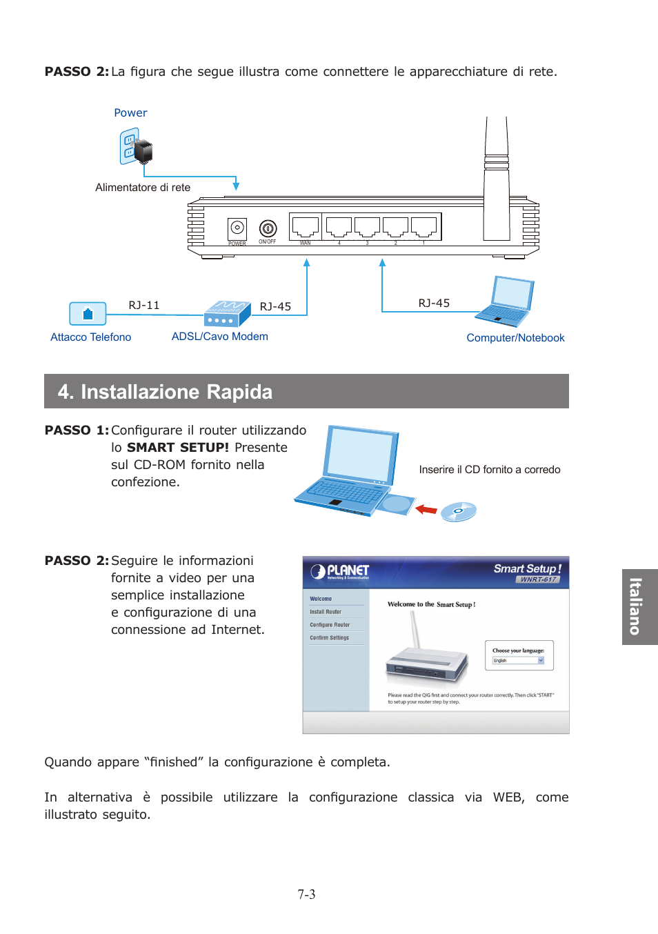 Installazione rapida, Italiano | PLANET WNRT-617 User Manual | Page 43 / 48