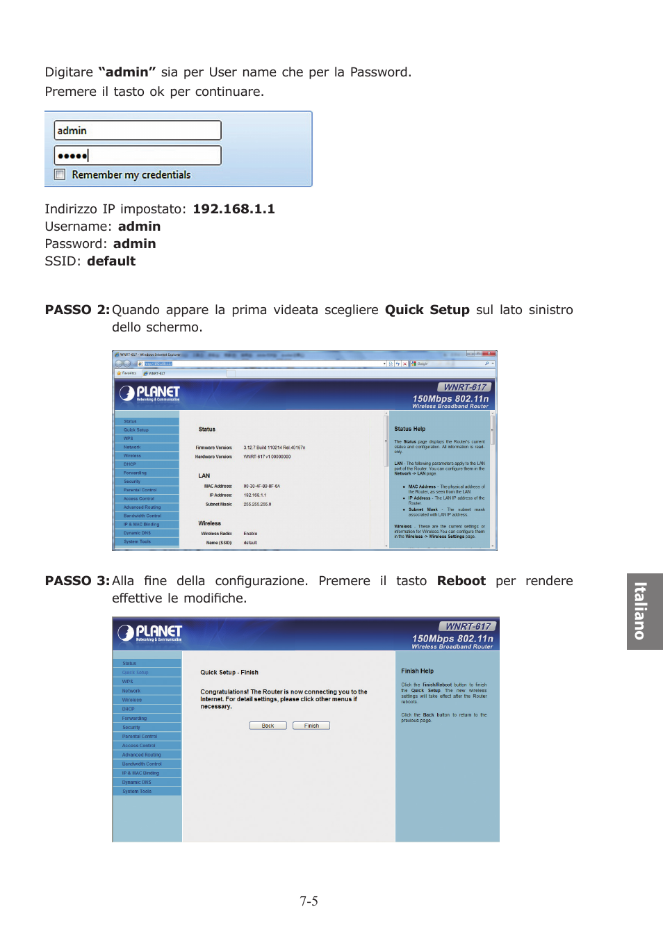 Italiano | PLANET WNRT-617 User Manual | Page 45 / 48