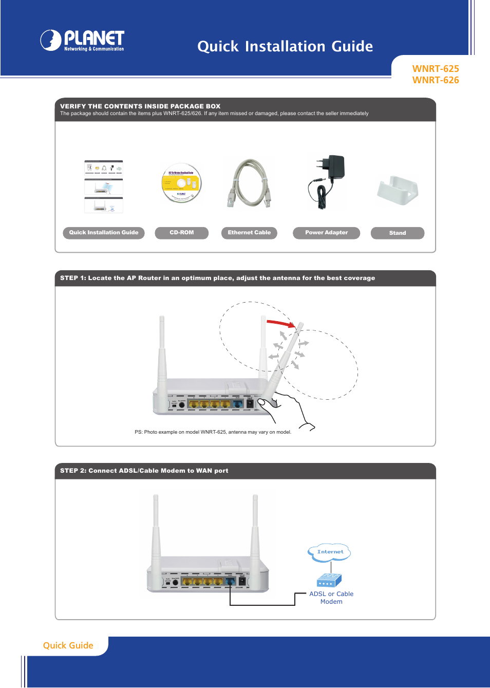 PLANET WNRT-625 User Manual | 2 pages