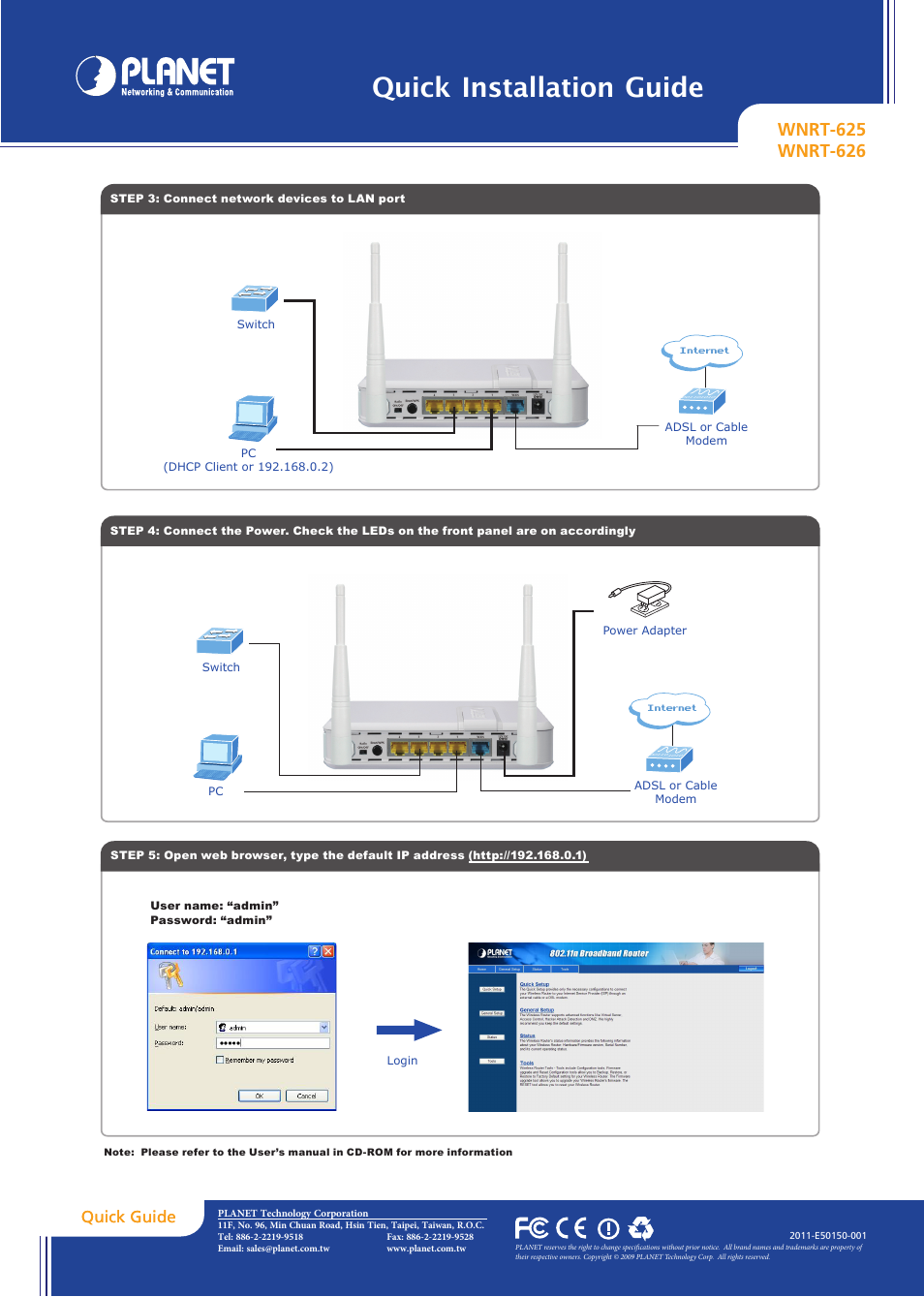 Quick installation guide, Quick guide | PLANET WNRT-625 User Manual | Page 2 / 2