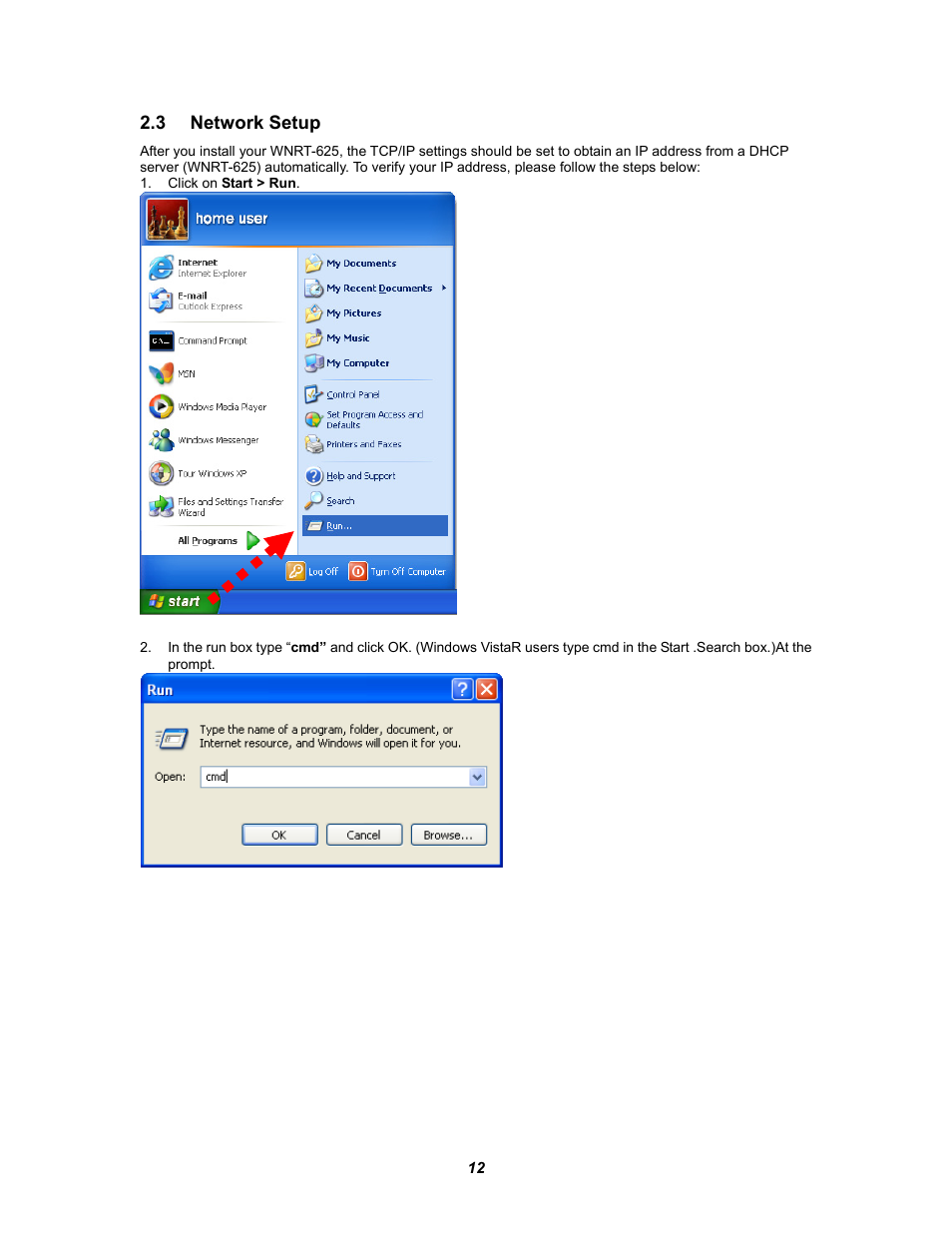 3 network setup, Etwork, Etup | PLANET WNRT-625 User Manual | Page 12 / 42