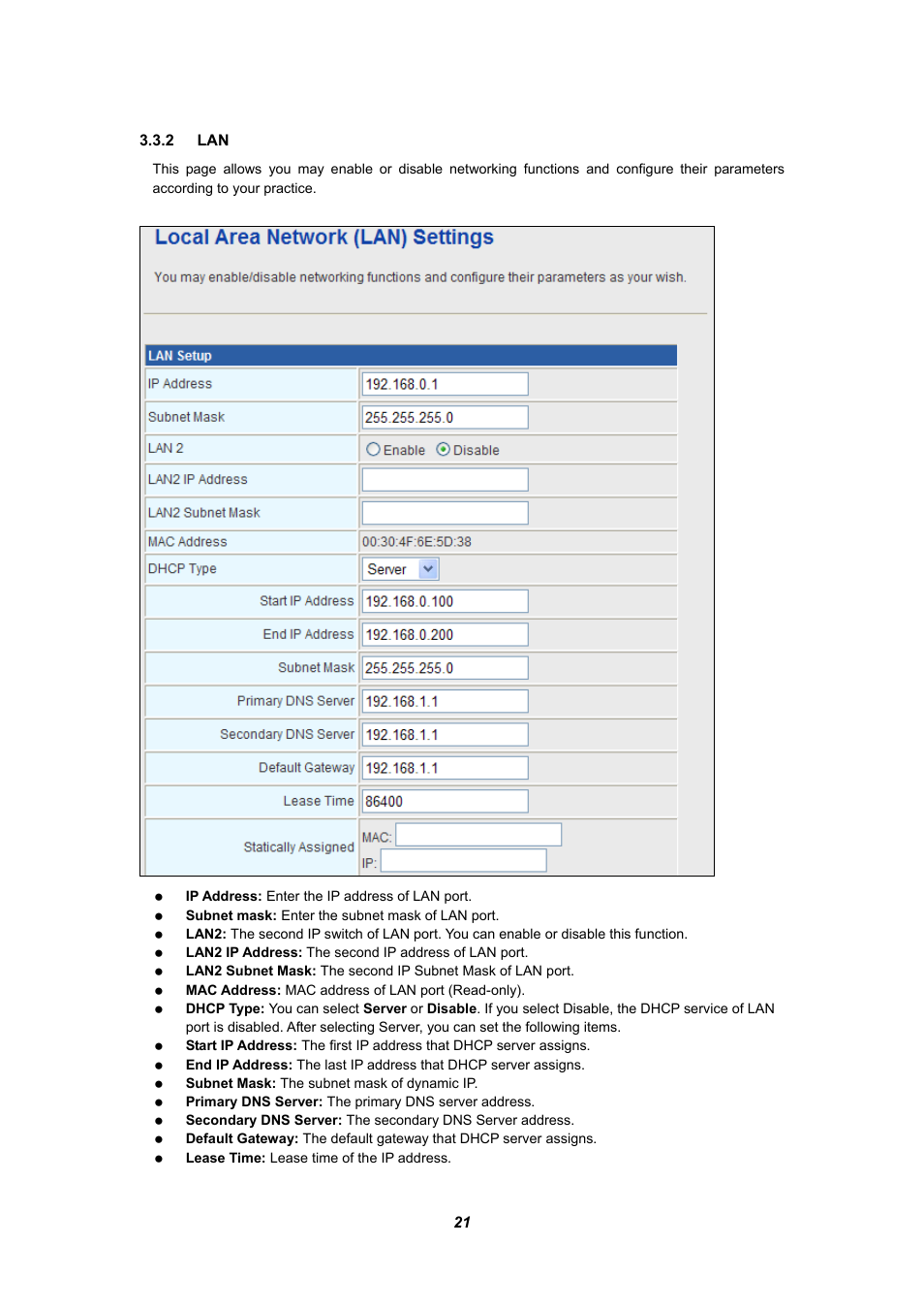 2 lan | PLANET WNRT-625 User Manual | Page 21 / 42