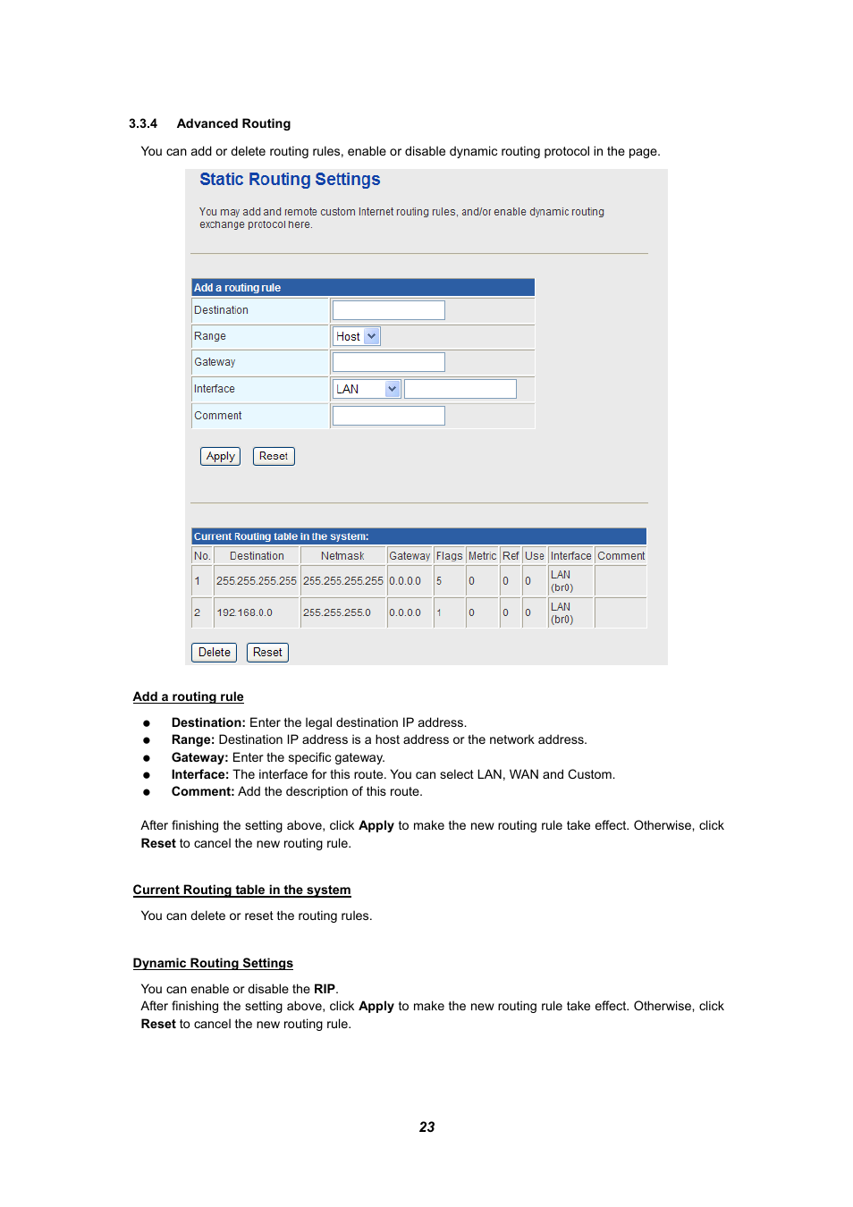 4 advanced routing | PLANET WNRT-625 User Manual | Page 23 / 42