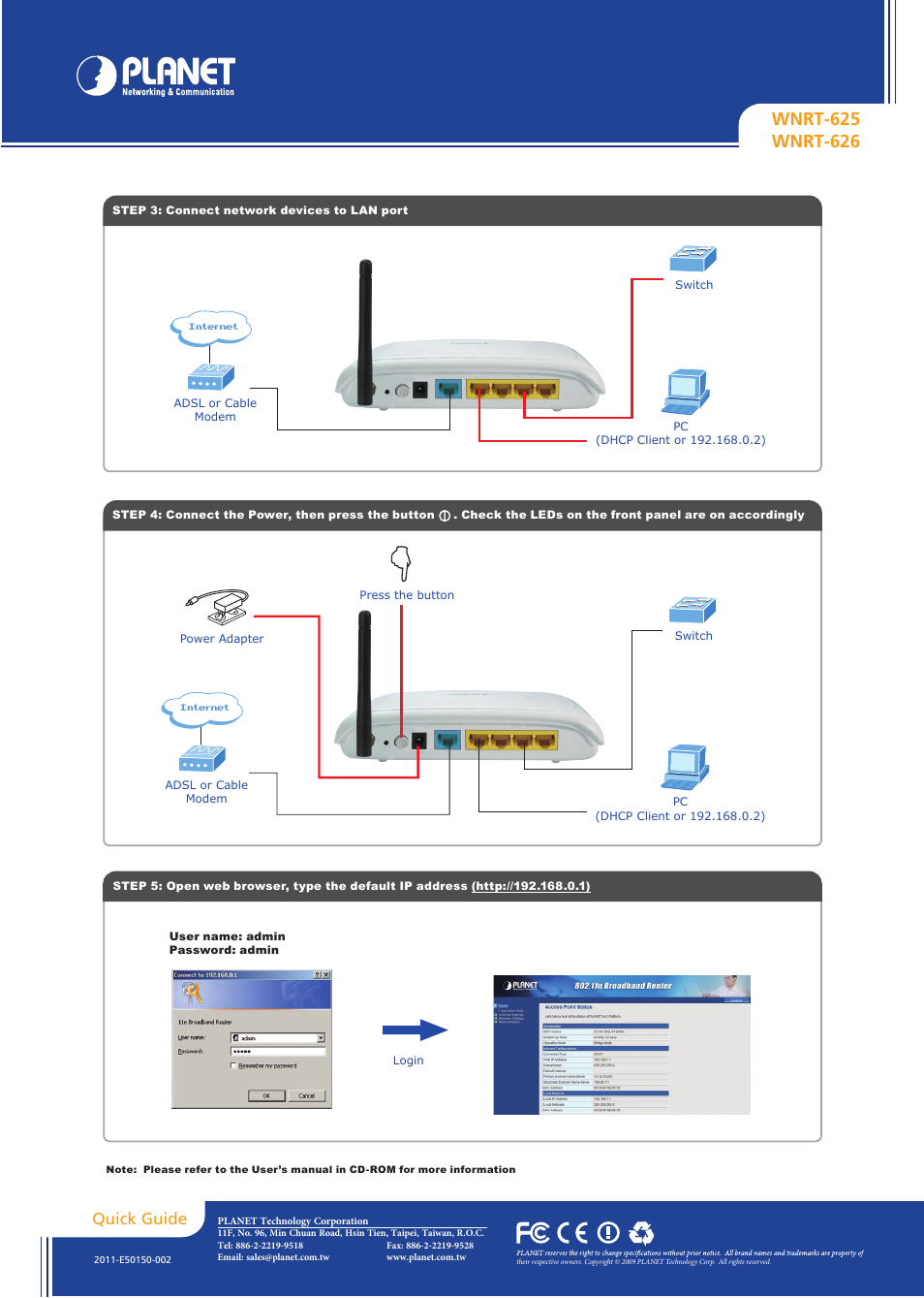 Quick guide | PLANET WNRT-626 User Manual | Page 2 / 2