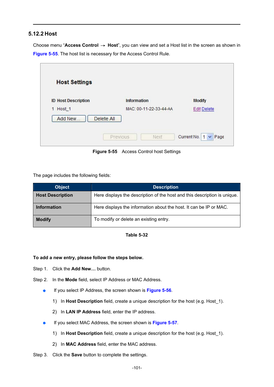 2 host, Host, Igure | Ccess, Ontrol host, Ettings | PLANET WNRT-627 User Manual | Page 101 / 165