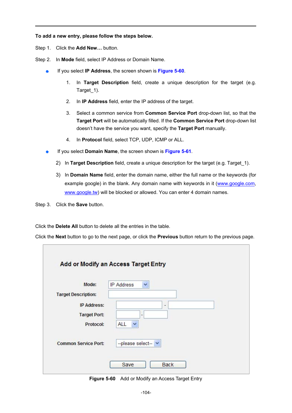 Igure, Dd or, Odify an | Ccess, Arget, Ntry | PLANET WNRT-627 User Manual | Page 104 / 165