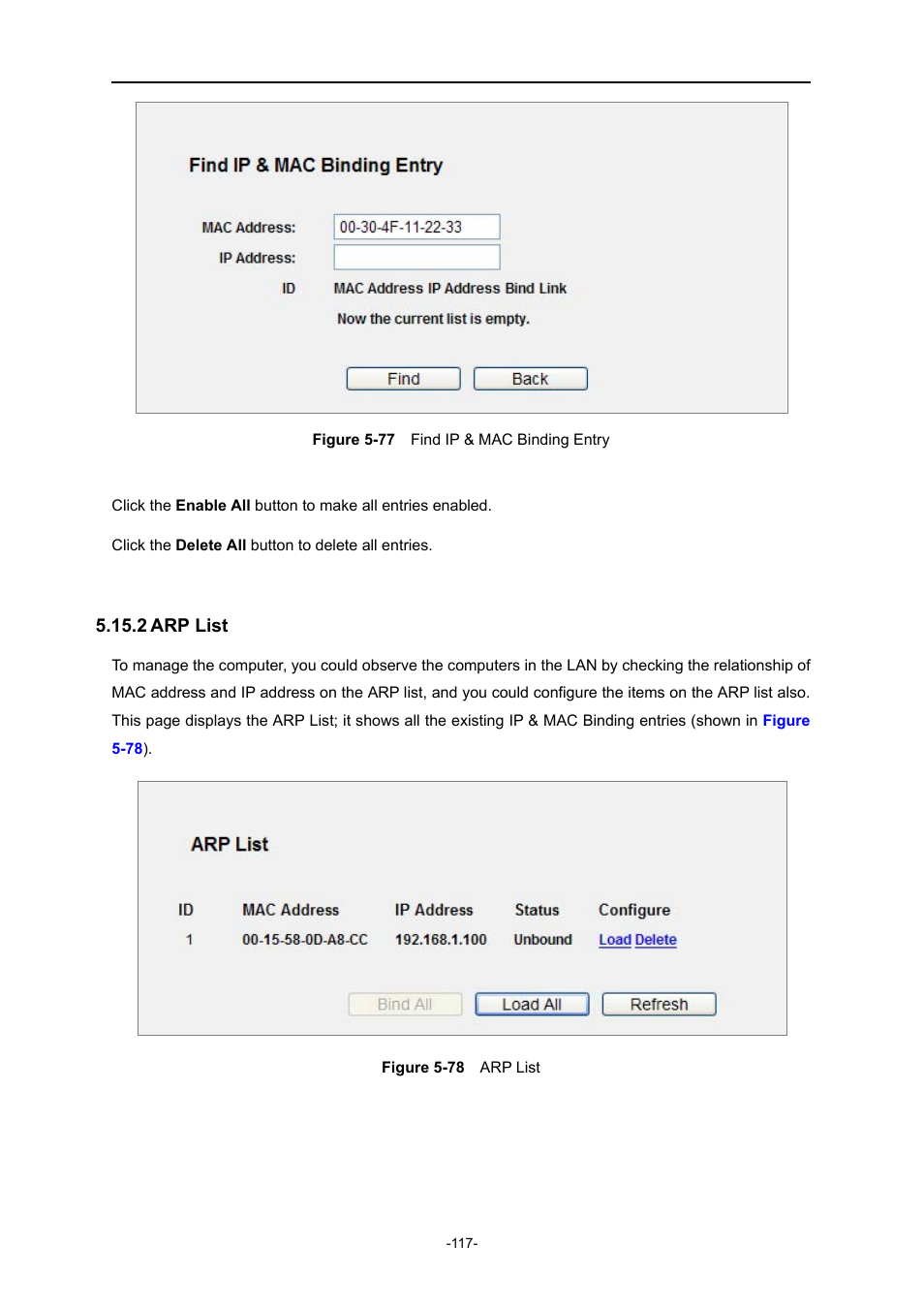 2 arp list, Arp list, Igure | Inding, Ntry | PLANET WNRT-627 User Manual | Page 117 / 165