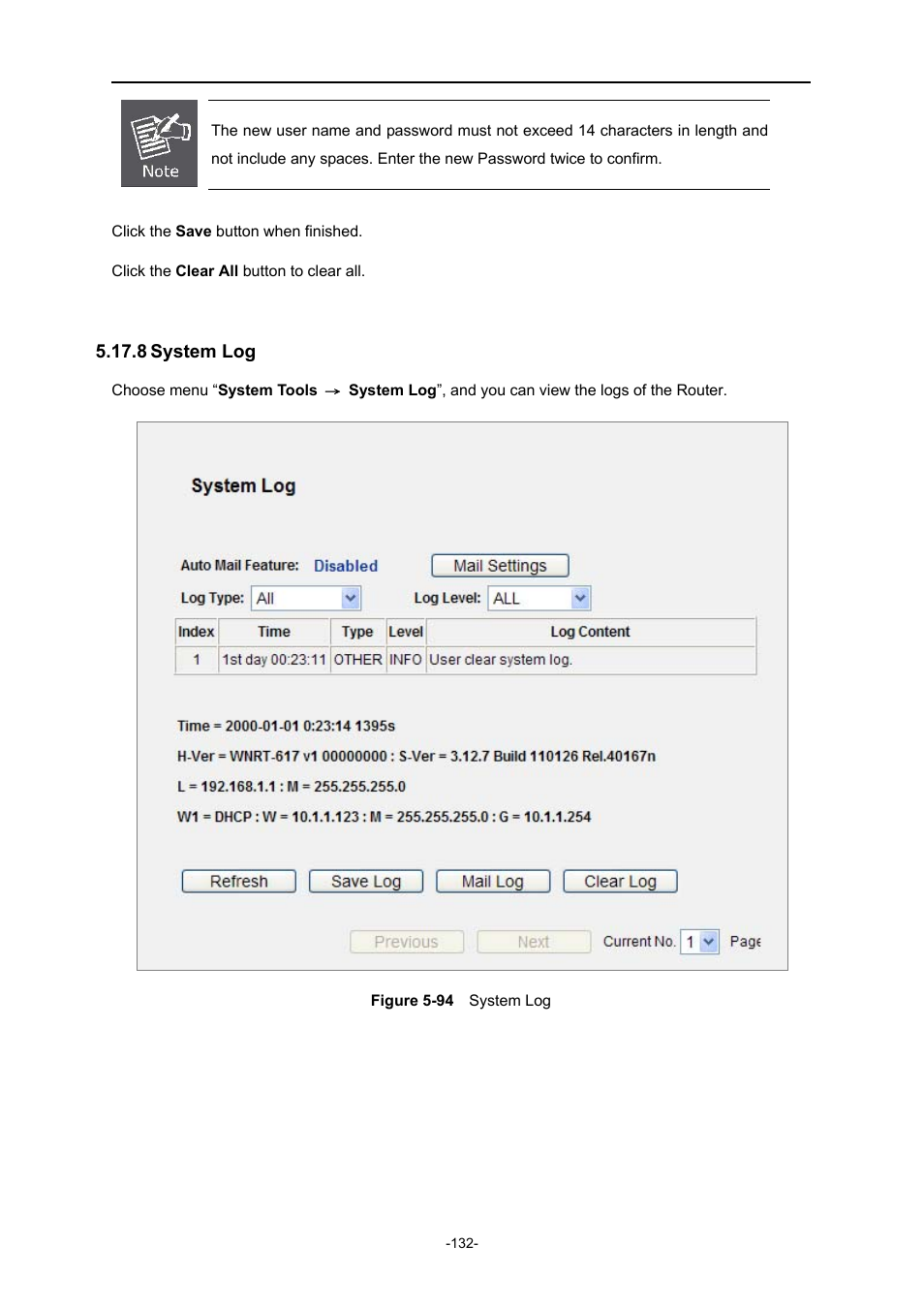 8 system log, System log, Igure | Ystem | PLANET WNRT-627 User Manual | Page 132 / 165