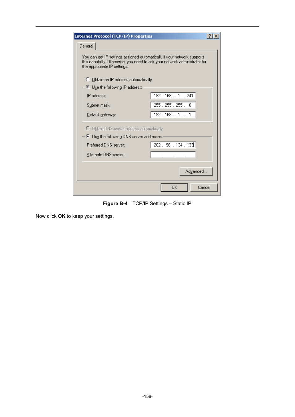 Igure, Tcp/ip, Ettings | Tatic | PLANET WNRT-627 User Manual | Page 158 / 165