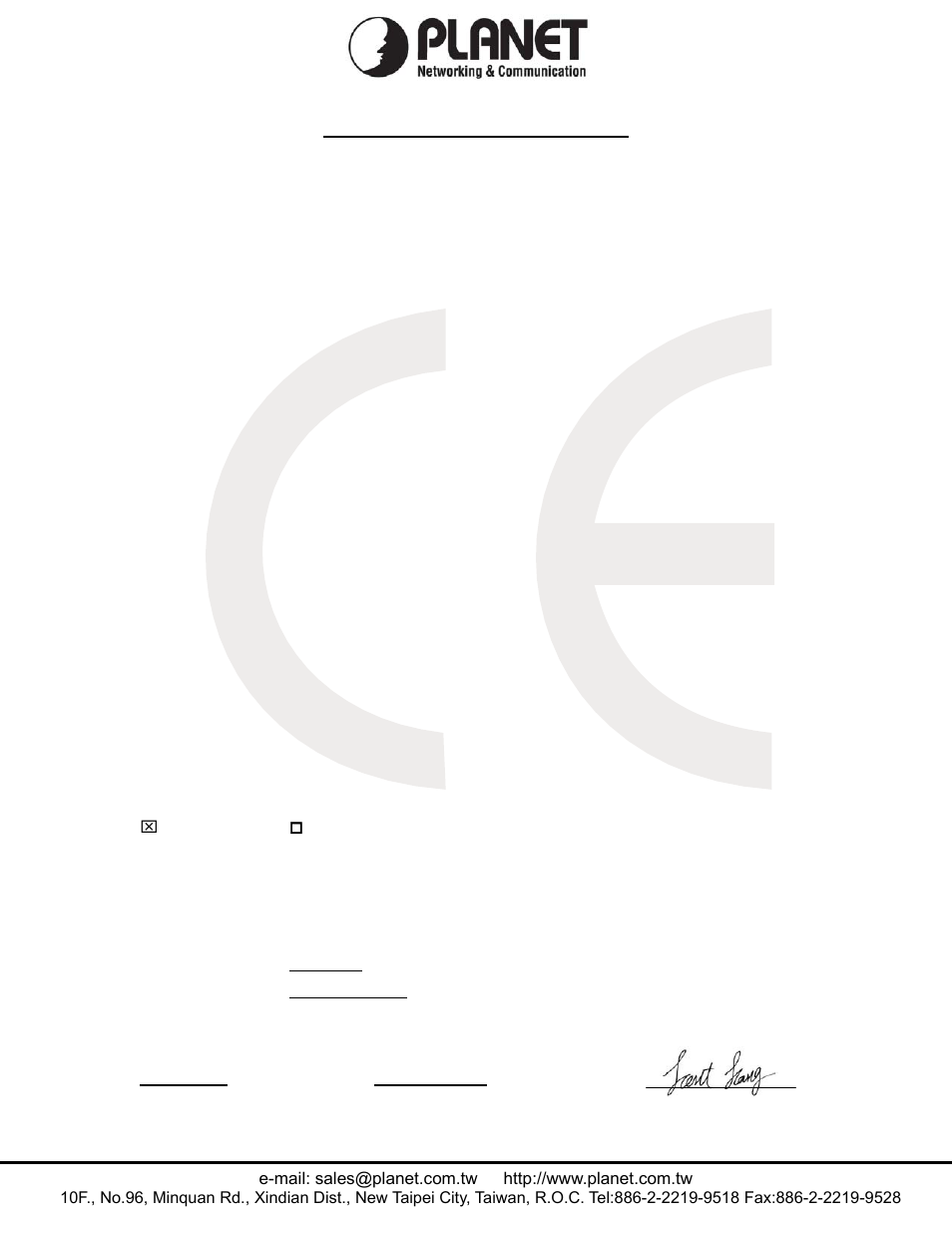 Ec declaration of conformity, Planet technology corporation | PLANET WNRT-627 User Manual | Page 164 / 165