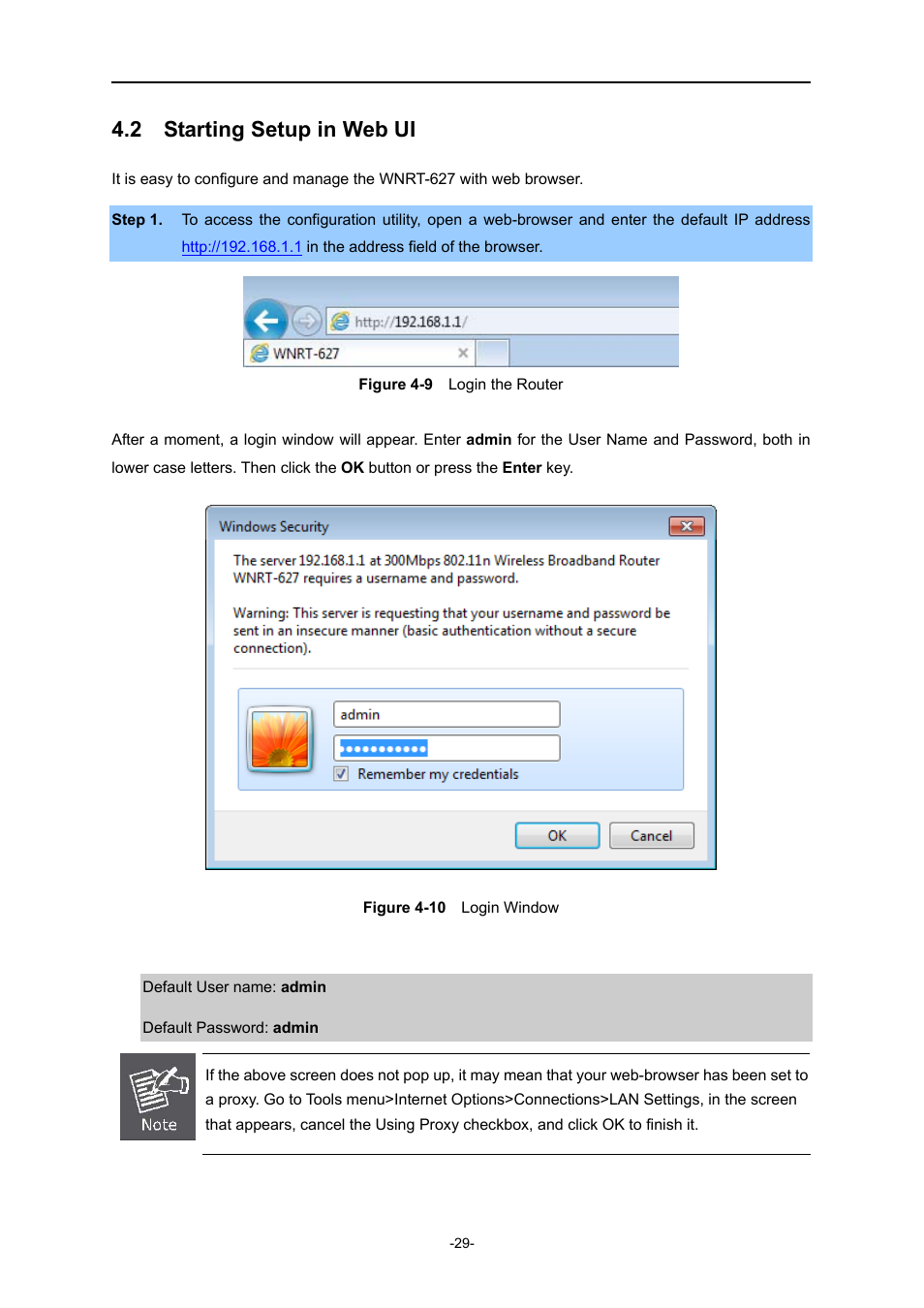2 starting setup in web ui, Starting setup in web ui, Igure | Ogin the, Outer, Ogin, Indow | PLANET WNRT-627 User Manual | Page 29 / 165