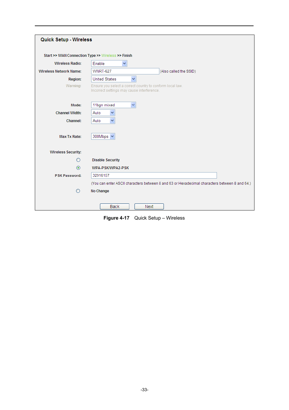 Igure, Uick, Etup | Ireless, E 4-17 | PLANET WNRT-627 User Manual | Page 33 / 165