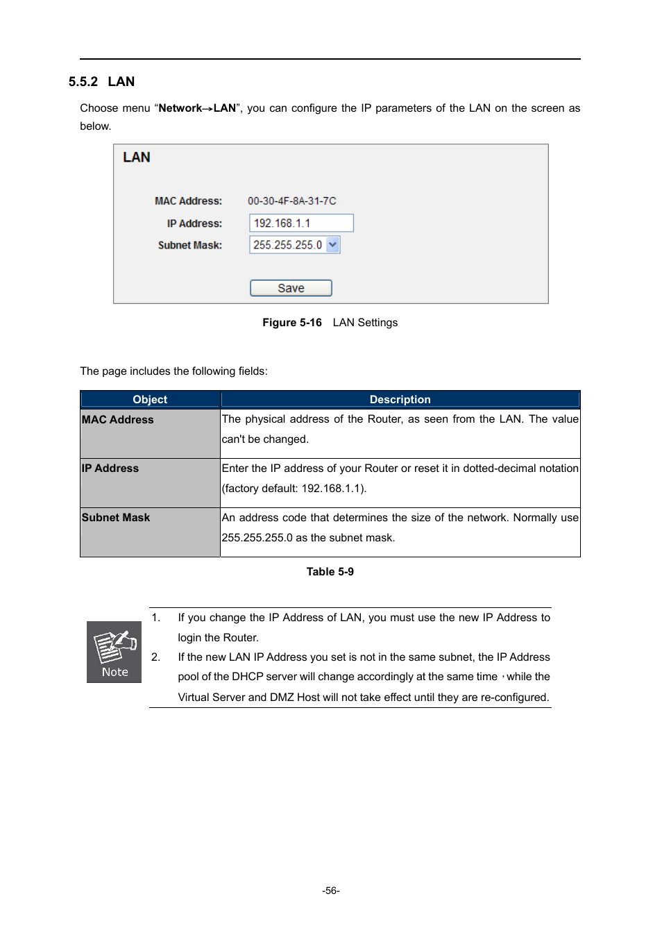 2 lan, Igure, Ettings | PLANET WNRT-627 User Manual | Page 56 / 165