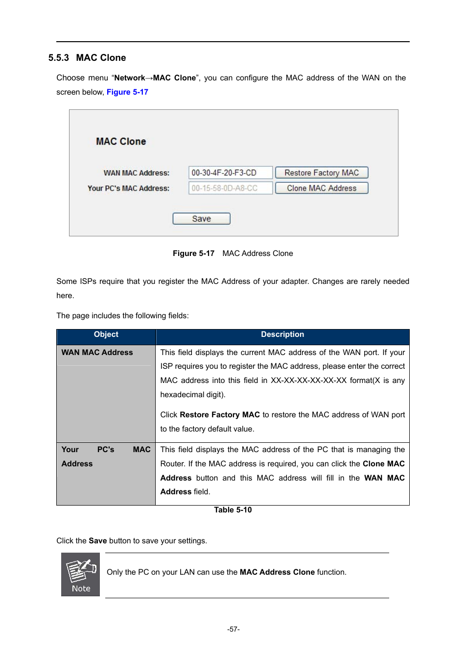 3 mac clone, Mac clone, Igure | Ddress, Lone | PLANET WNRT-627 User Manual | Page 57 / 165