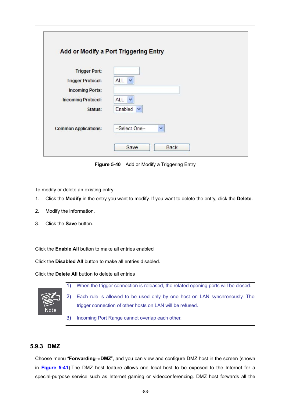 3 dmz, Igure, Dd or | Odify a, Riggering, Ntry | PLANET WNRT-627 User Manual | Page 83 / 165