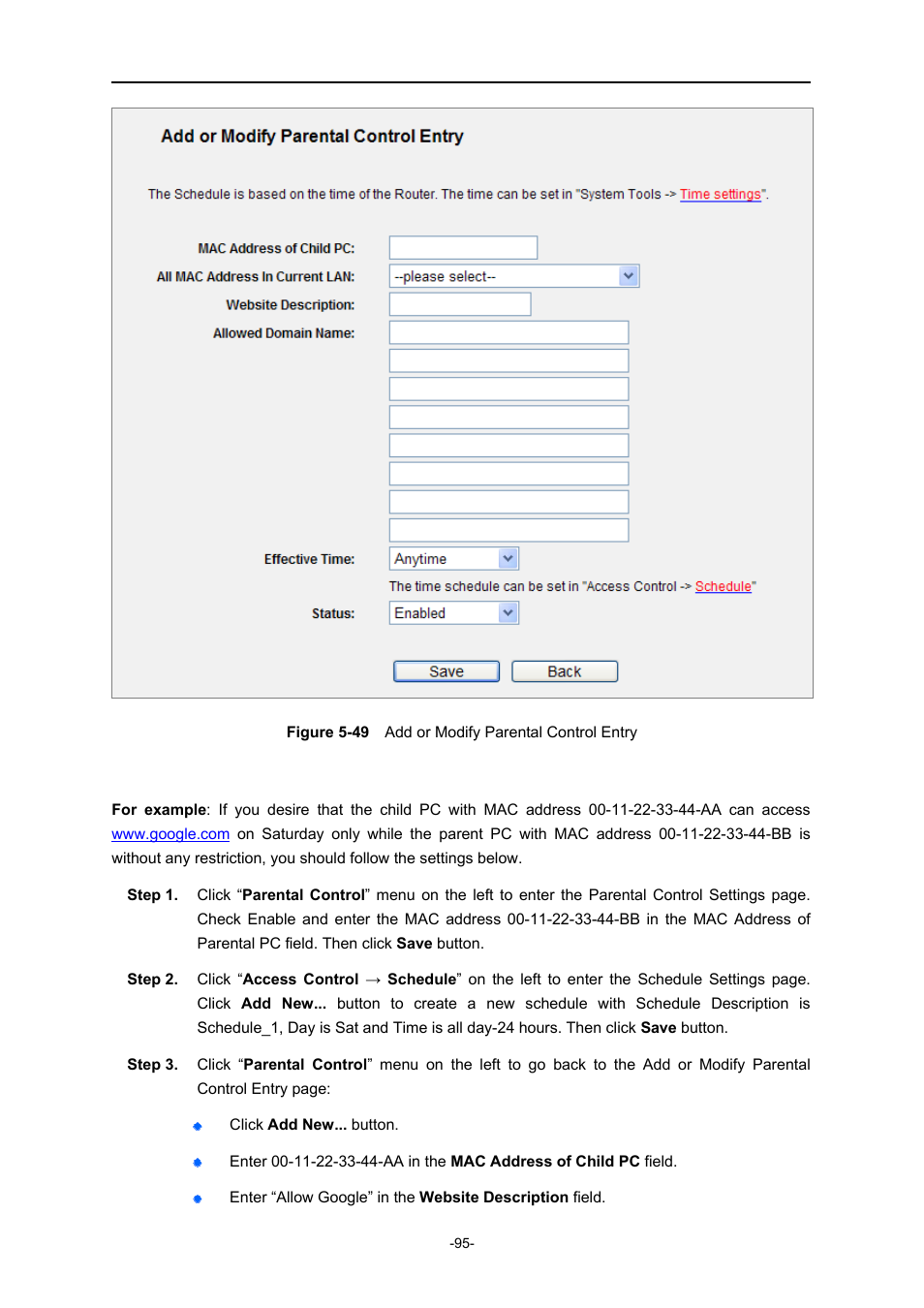 Igure, Dd or, Odify | Arental, Ontrol, Ntry | PLANET WNRT-627 User Manual | Page 95 / 165
