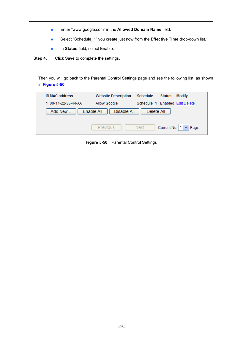 Igure, Arental, Ontrol | Ettings | PLANET WNRT-627 User Manual | Page 96 / 165
