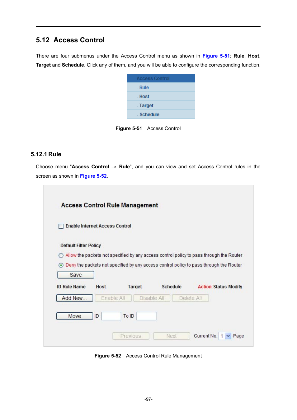 12 access control, 1 rule, Access control | Rule, Igure, Ccess, Ontrol, Anagement | PLANET WNRT-627 User Manual | Page 97 / 165