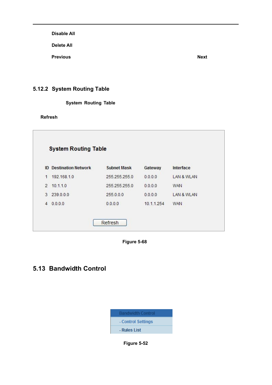 2 system routing table, 13 bandwidth control, System routing table | Bandwidth control | PLANET WNRT-627 User Manual | Page 105 / 156