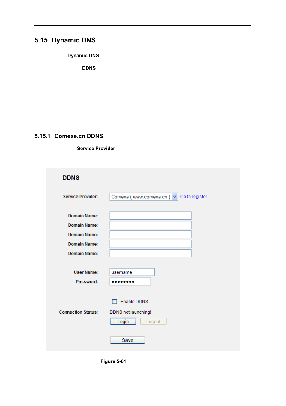 15 dynamic dns, 1 comexe.cn ddns, Dynamic dns | Comexe.cn ddns | PLANET WNRT-627 User Manual | Page 113 / 156