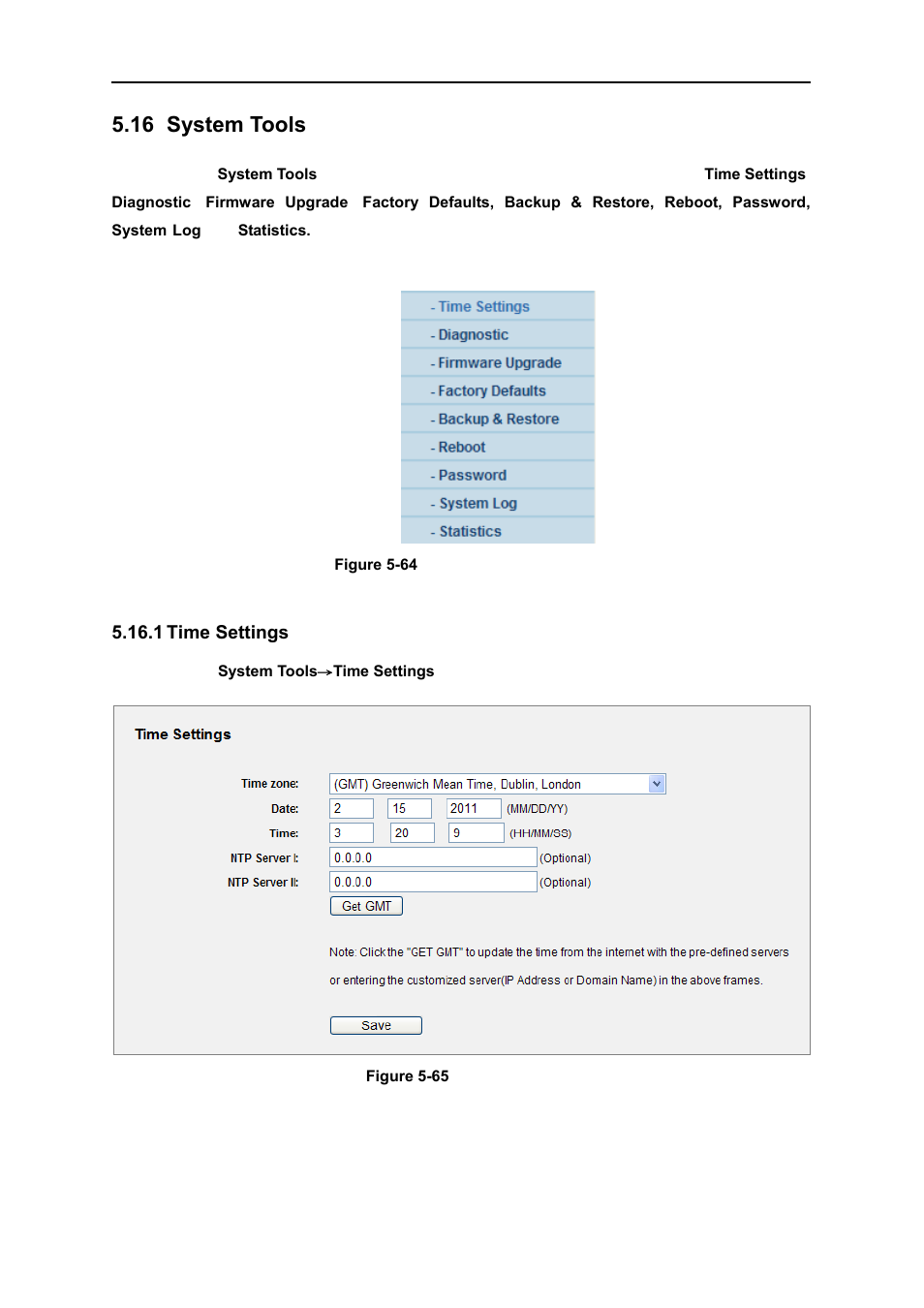 16 system tools, 1 time settings, System tools | Time settings | PLANET WNRT-627 User Manual | Page 116 / 156
