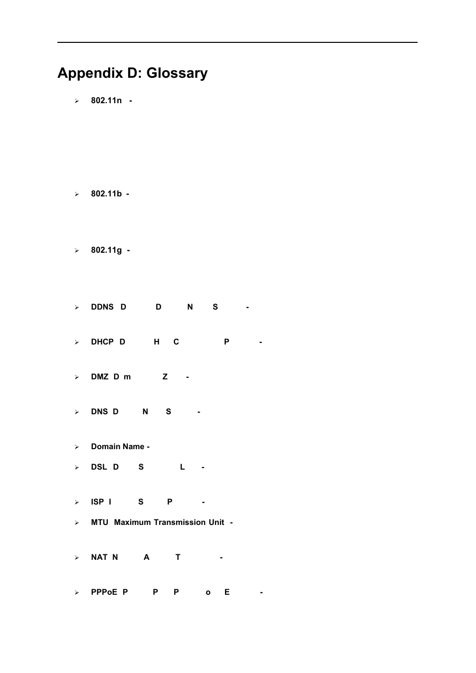 Appendix d: glossary | PLANET WNRT-627 User Manual | Page 154 / 156