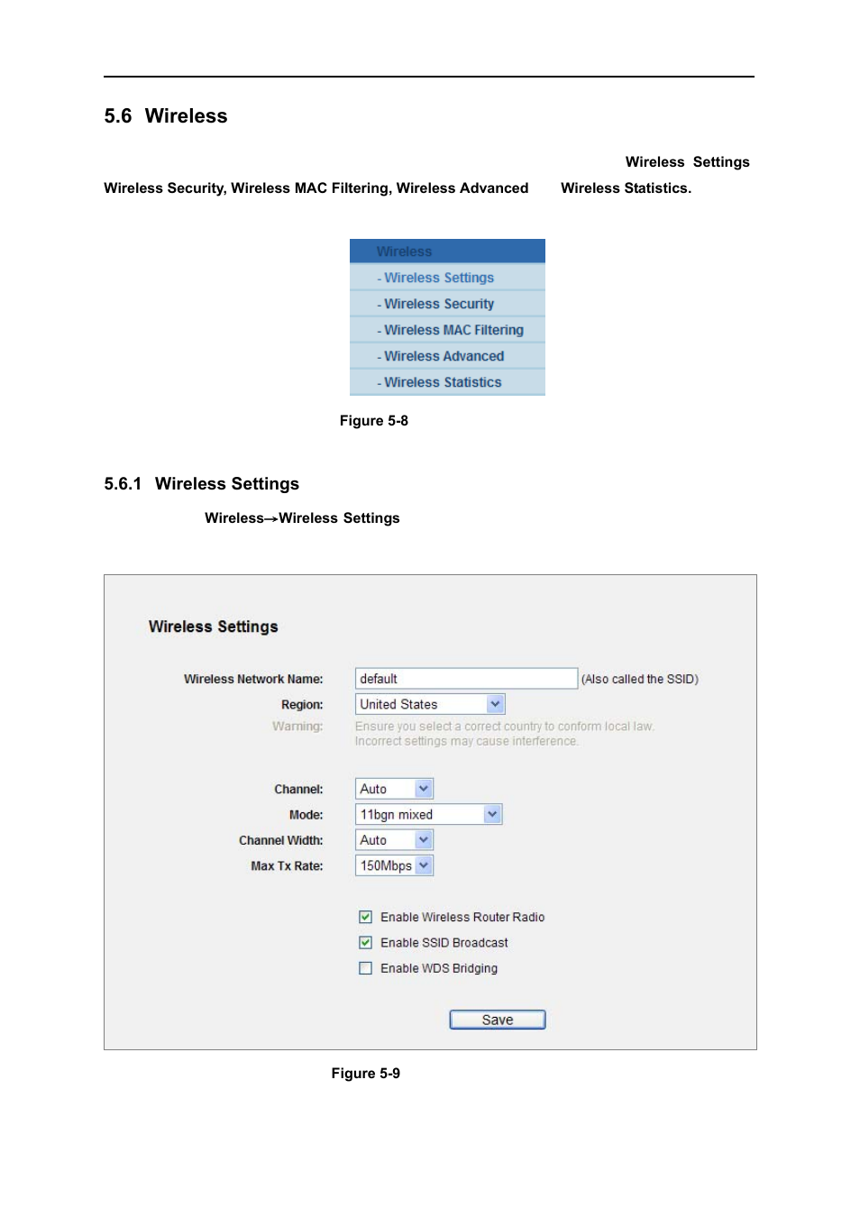 6 wireless, 1 wireless settings, Wireless | Wireless settings | PLANET WNRT-627 User Manual | Page 54 / 156